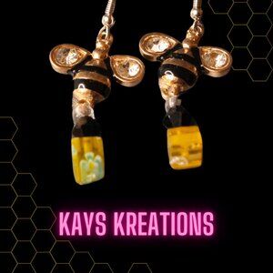 Handmade Beaded Bee earrings
